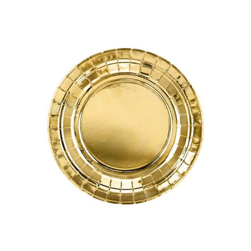 Picture of PAPER PLATES ROUND METALLIC GOLD 18CM  - 6 PACK